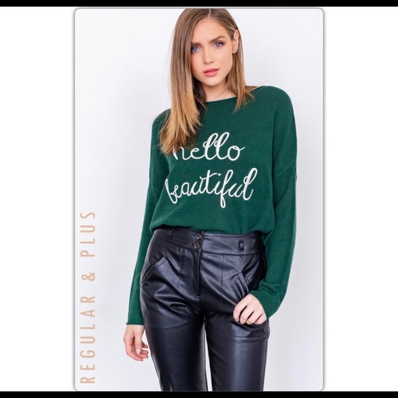 The NEW Boutique Sweaters - Hello Beautiful Hunter Green Sweater